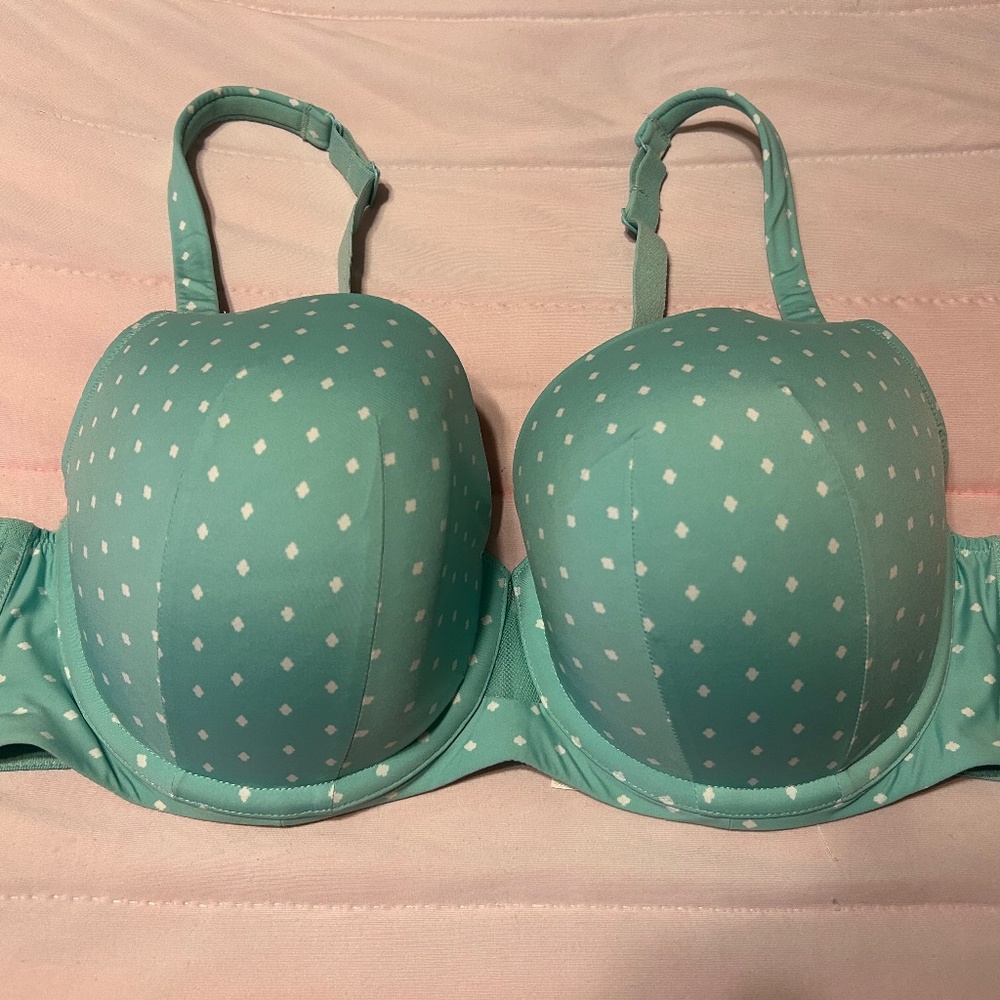 Cacique Mint Green with White Polka Dot Full Coverage Cooling 42C Underwire Bra